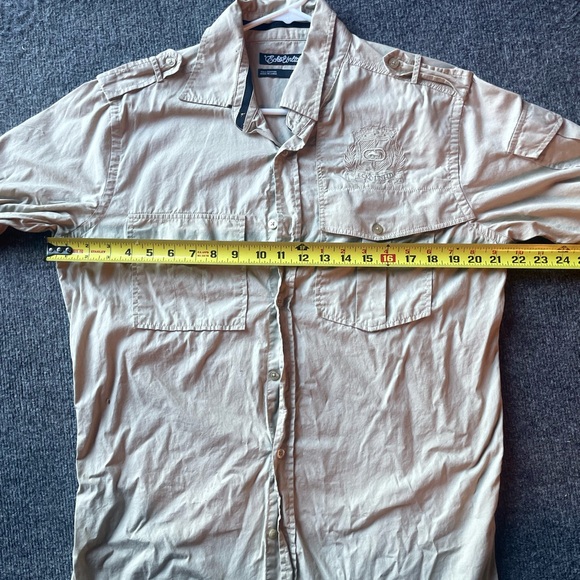 Ecko Unlimited Button down Shirt khaki with embroidered back logo size M - Picture 8 of 9